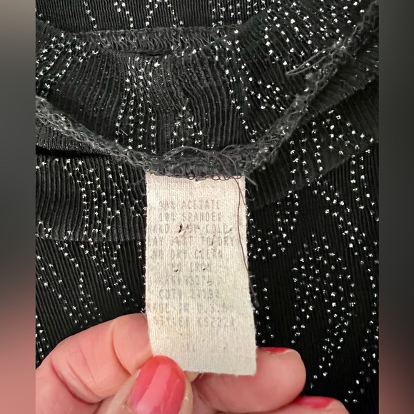 YMLA BLACK W/ SILVER SPECS MINI DRESS  SZ XL VINTAGE ACETATE MIX - Picture 6 of 8